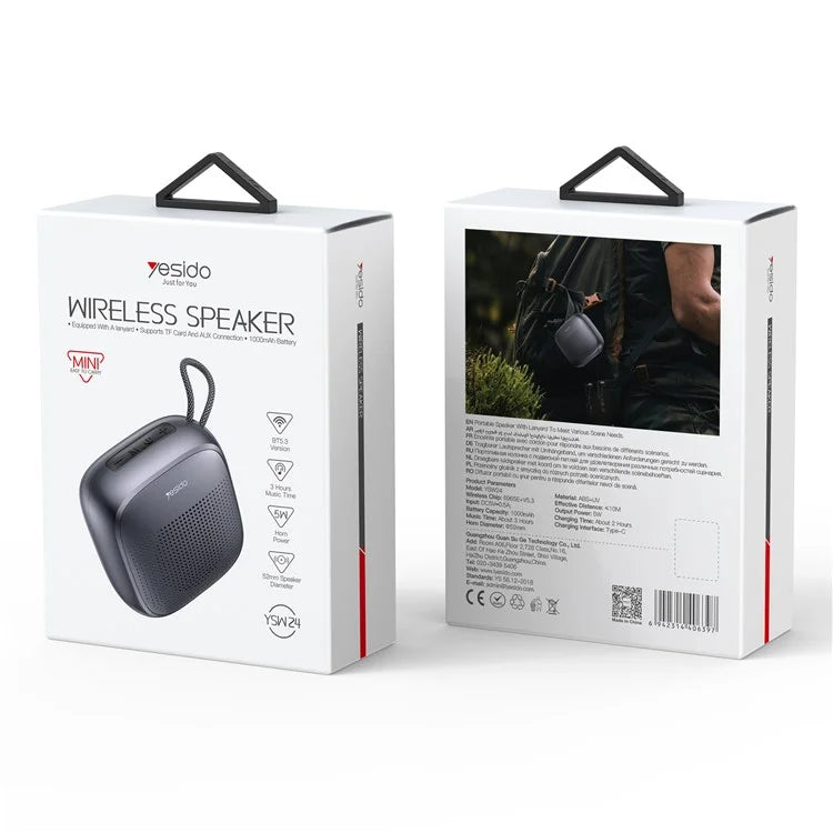 YESIDO YSW24 Portable Mini Bluetooth 5.3 Speaker with CD Diaphragm & 1000mAh Battery