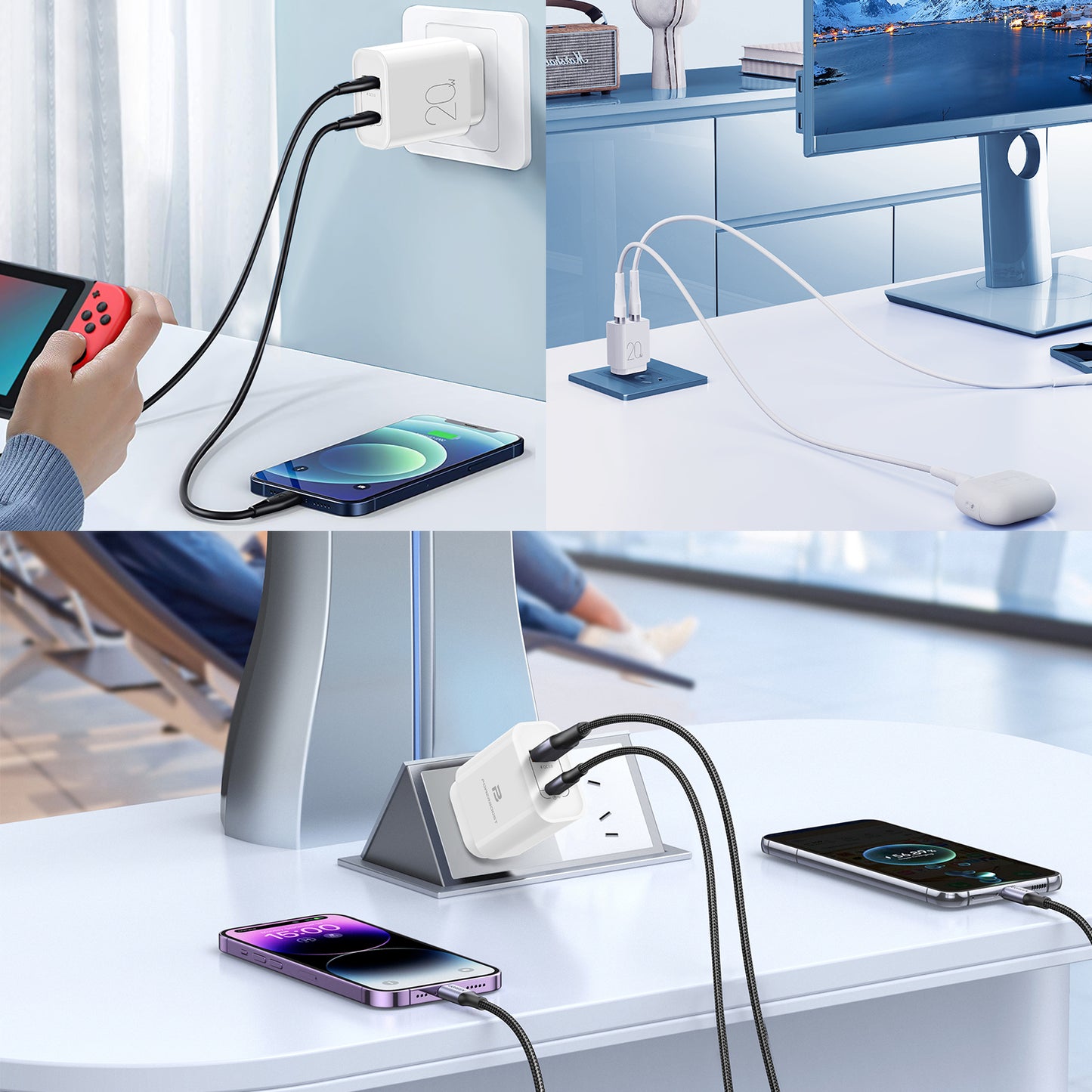 Power Boost Fast Charging USB-C & USB-A Power Adapter 20W