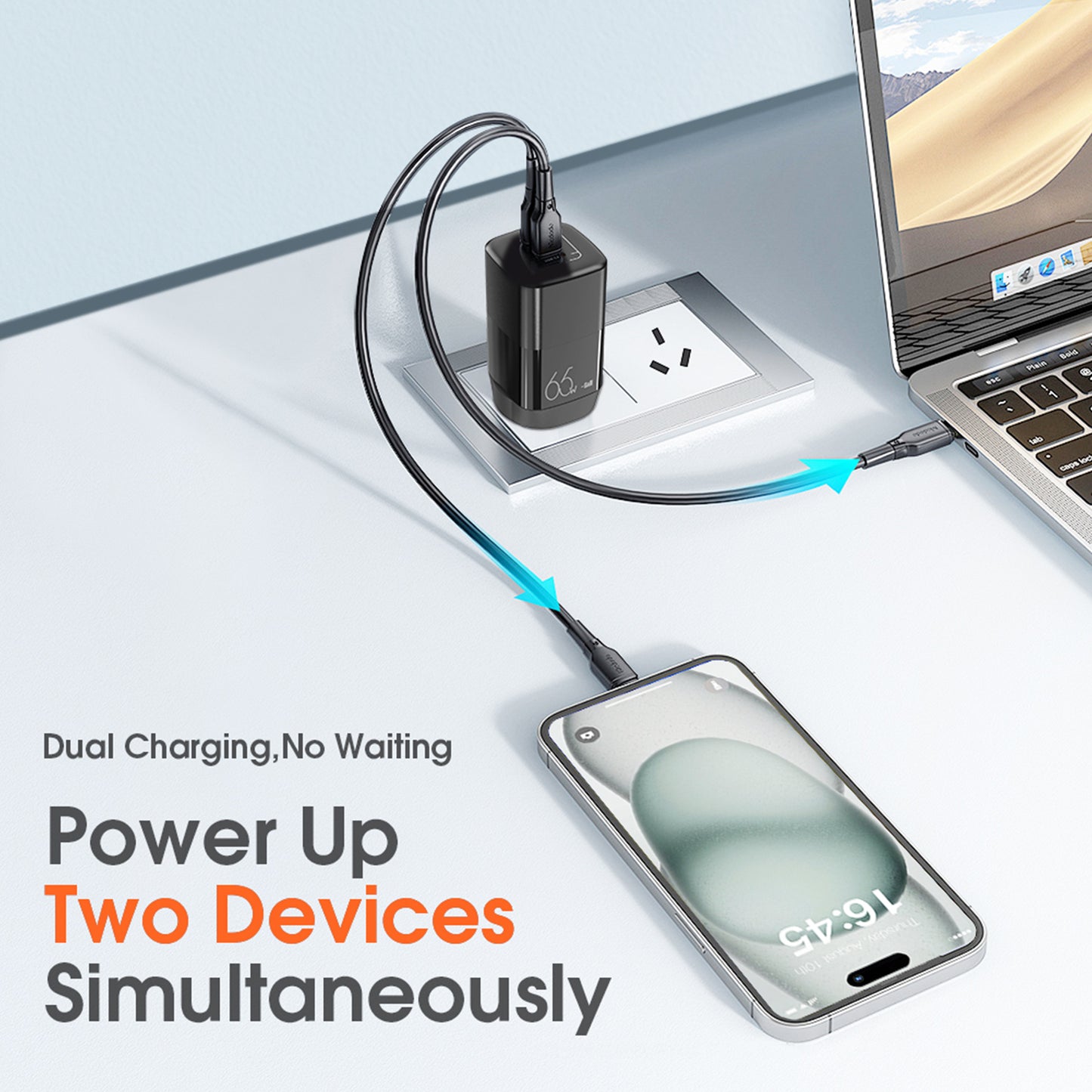 Power Boost USB-C & USB-A Fast Charging Power Adapter 65W