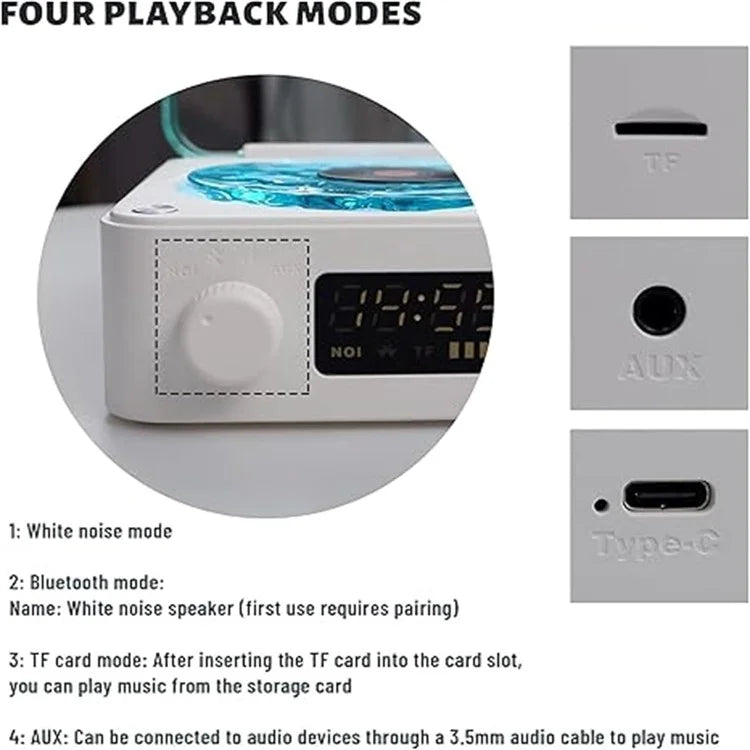 Retro Wave Bluetooth Speaker White Noise Music Player Ambient Lights