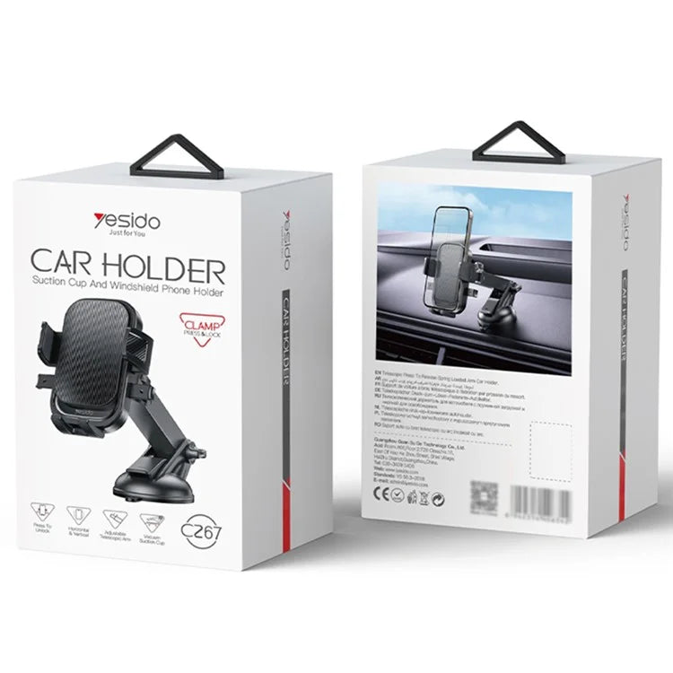 TASX C267 Suction Press Car Phone Mount – 360° Rotation