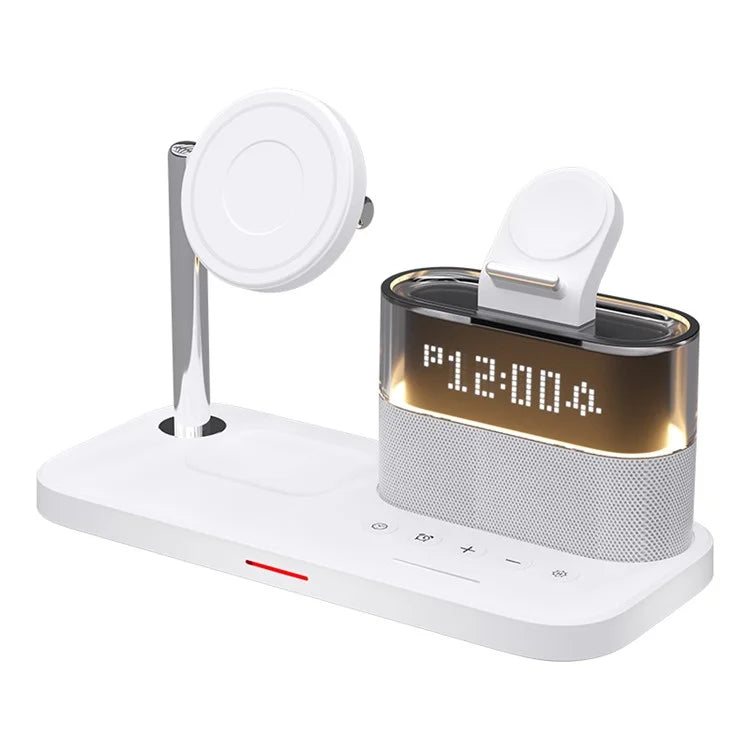 TASX C09 Magnetic Wireless Charging Station for with Alarm Clock Night Light