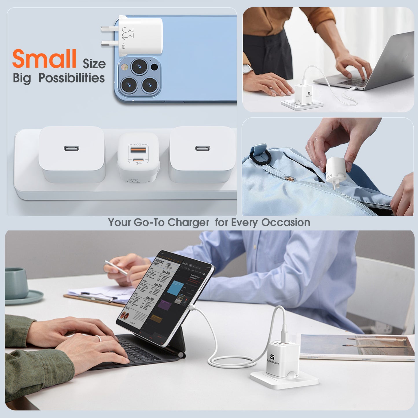 Power Boost USB-C & USB-A Fast Charging Power Adapter 33W