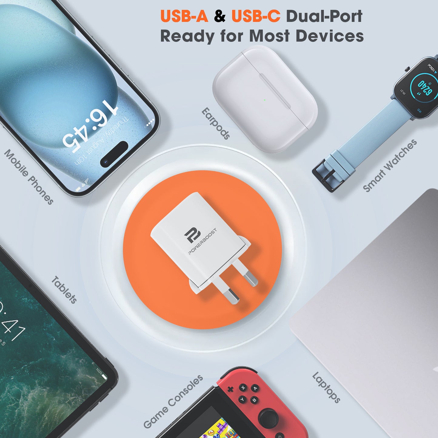 Power Boost USB-C & USB-A Fast Charging Power Adapter 33W
