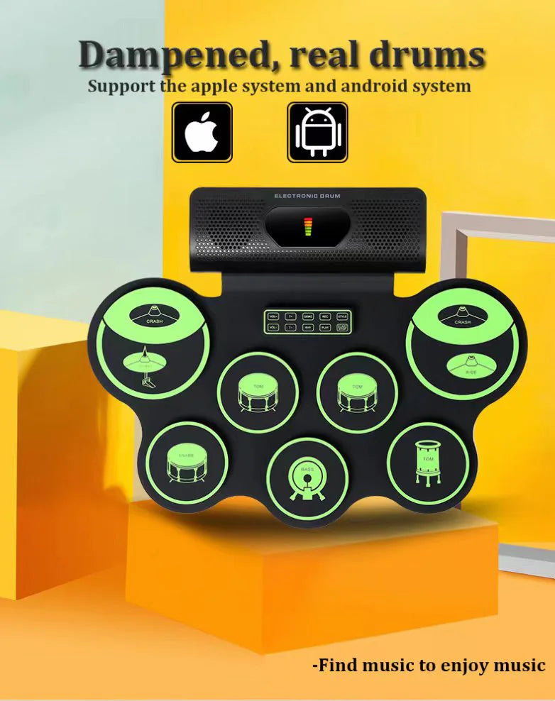 TASX RD90 Portable Roll-Up Electronic Drum Dual Speakers Kids Adults Learning Practice Drum