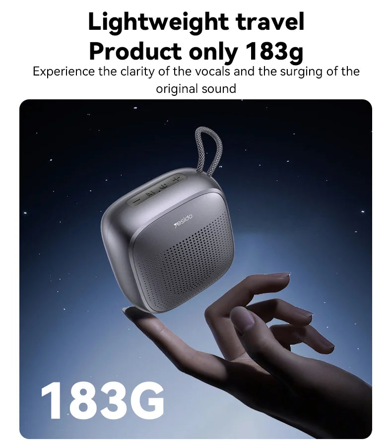 YESIDO YSW24 Portable Mini Bluetooth 5.3 Speaker with CD Diaphragm & 1000mAh Battery
