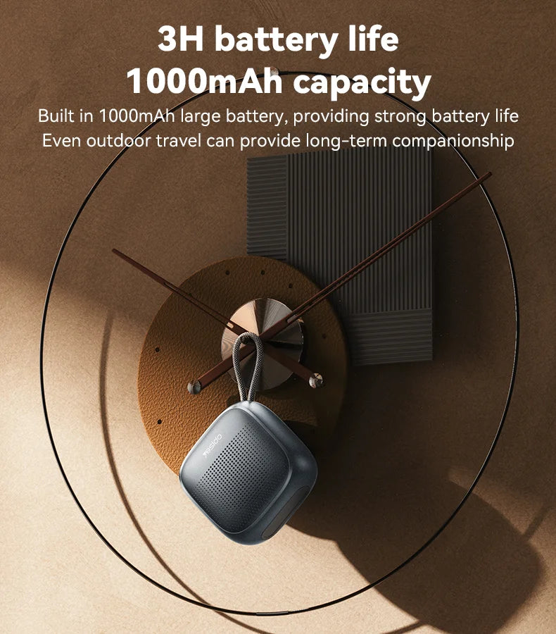 YESIDO YSW24 Portable Mini Bluetooth 5.3 Speaker with CD Diaphragm & 1000mAh Battery