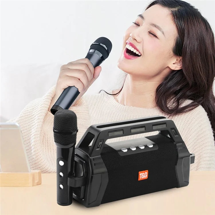 T&G TG538 Portable Bluetooth Speaker with Karaoke Microphone and Stereo Subwoofer