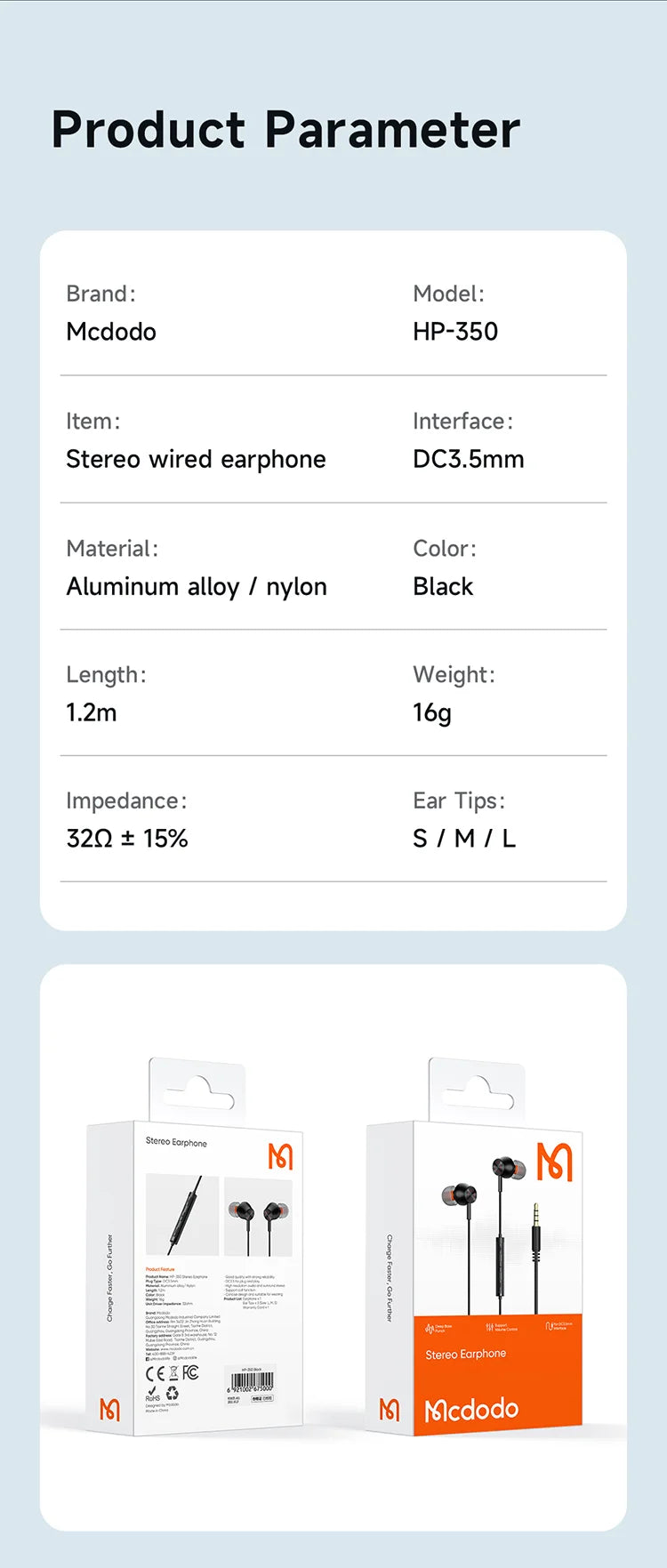 MCDODO HP-3500 MDD 3.5mm Wired Headphone