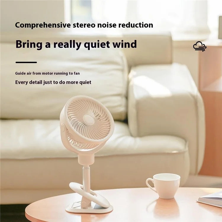 TASX RD12 Rechargeable Clip-On Desk and Telescopic Floor Fan with Rotating Design