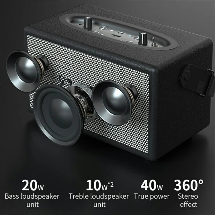 TASX D7 Retro Leather Bluetoot Outdoor Portable Karaoke Machine