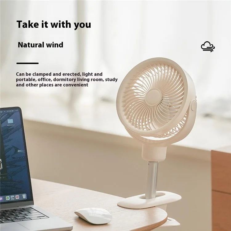 TASX RD12 Rechargeable Clip-On Desk and Telescopic Floor Fan with Rotating Design