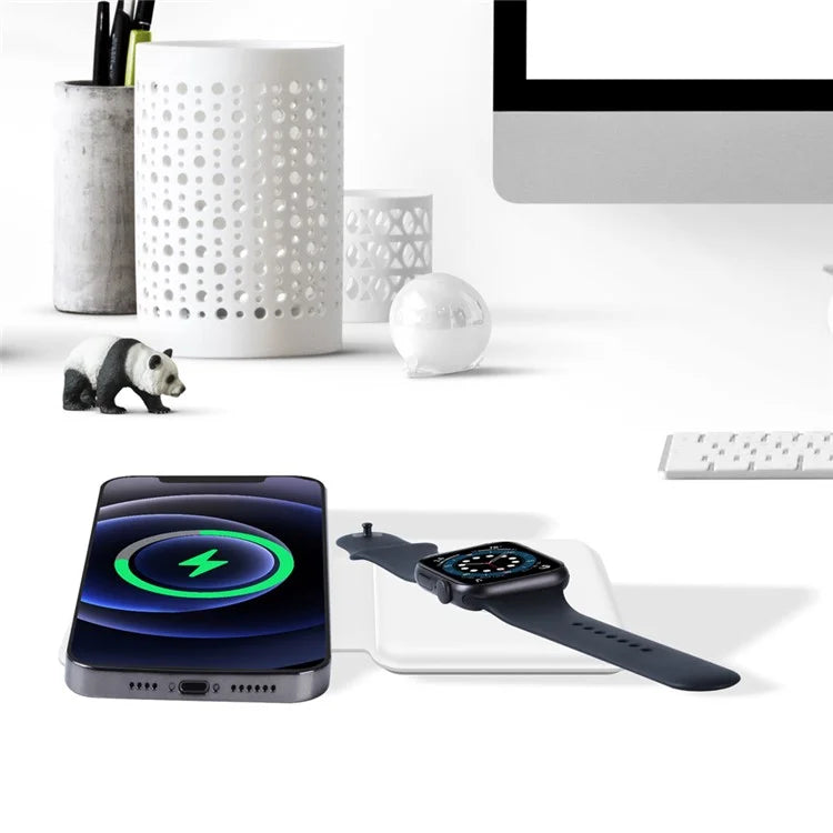TASX 15W 2-in-1 Magnetic Charging Dock Dual Panel Wireless Charger for iPhone iWatch