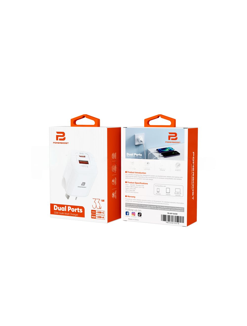Power Boost USB-C & USB-A Fast Charging Power Adapter 33W