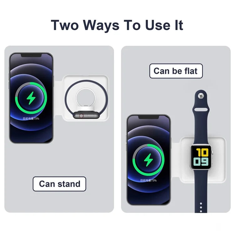 TASX 15W 2-in-1 Magnetic Charging Dock Dual Panel Wireless Charger for iPhone iWatch