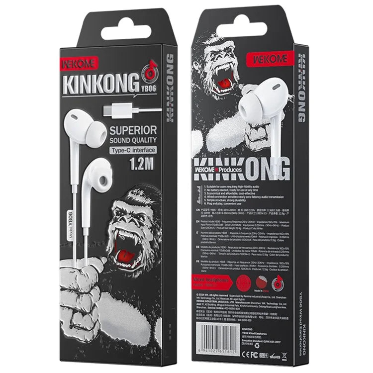 WEKOME YB06 Type-C Wired Earphones – In-Ear 10mm Driver