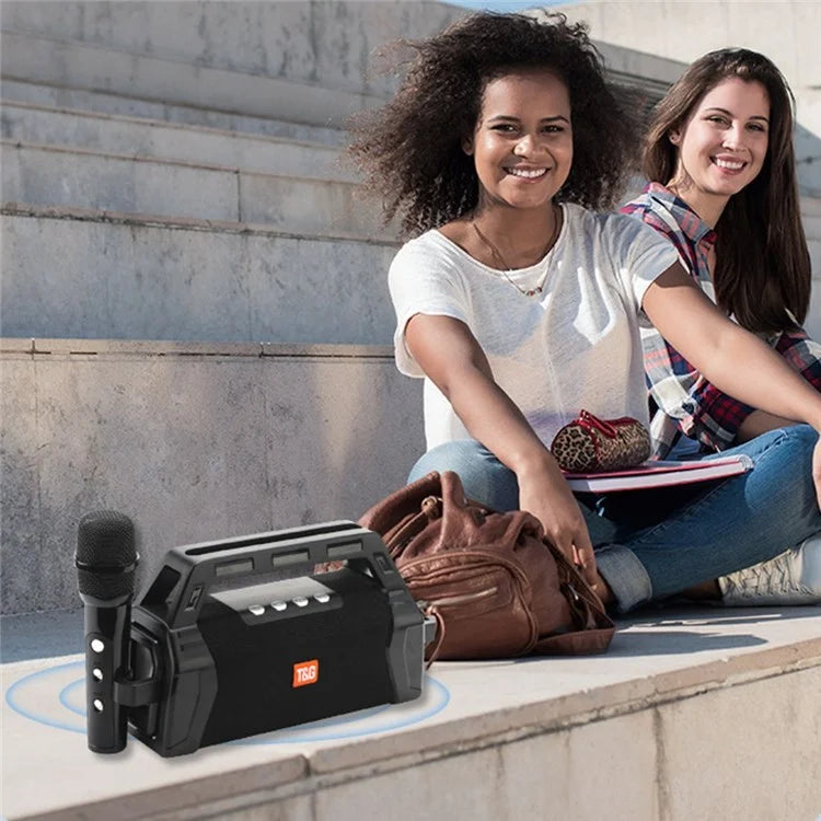 T&G TG538 Portable Bluetooth Speaker with Karaoke Microphone and Stereo Subwoofer