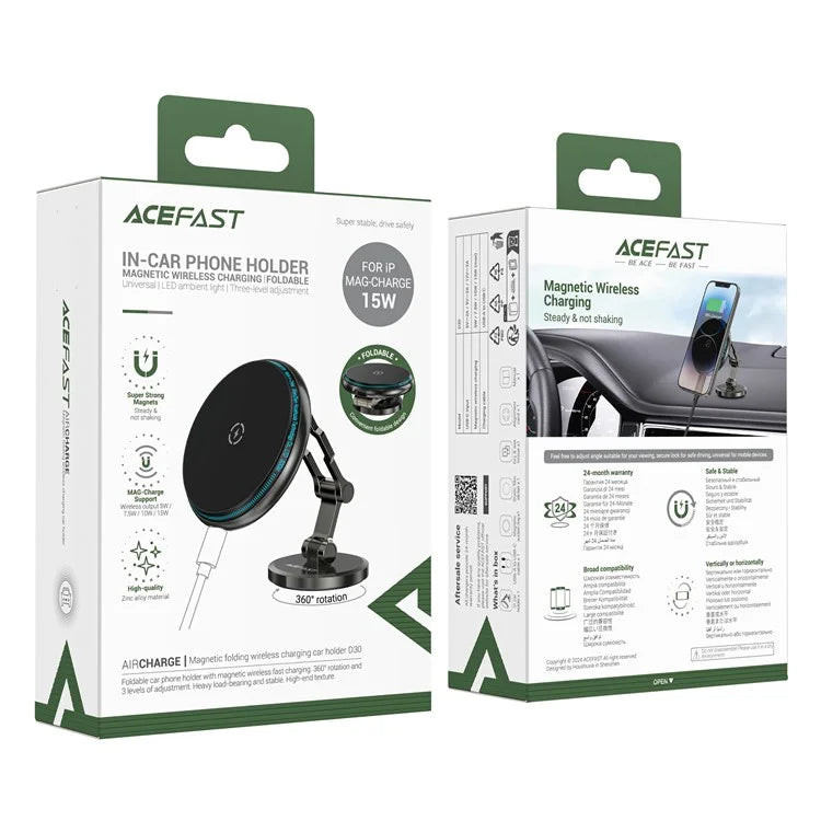 ACEFAST D30 Phone Wireless Charger Foldable Car Mount