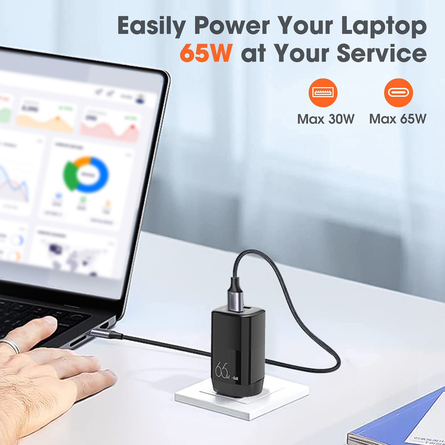 Power Boost USB-C & USB-A Fast Charging Power Adapter 65W