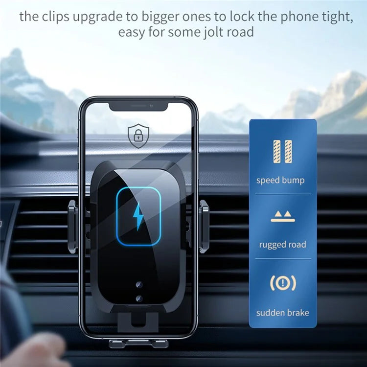 TAS Wireless Charger Phone Mount with Air Vent Holder, Dashboard Stand