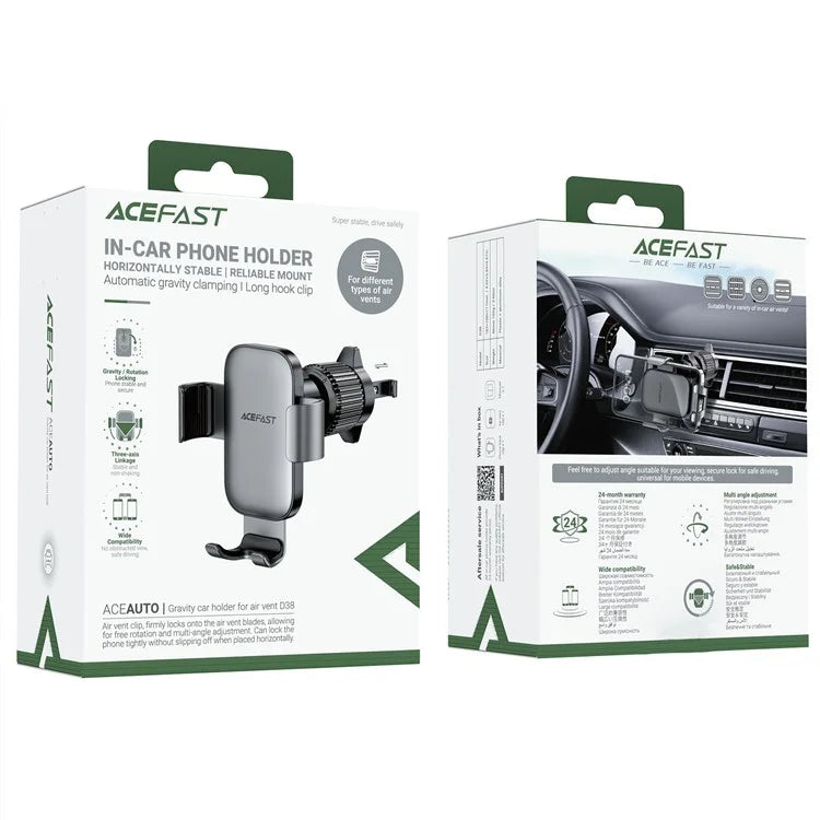 ACEFAST D38 Car Phone Holder – Air Vent Gravity Mount with Aluminum Alloy Design