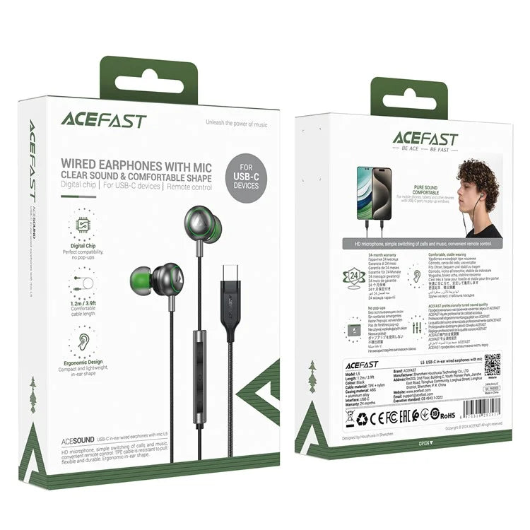 ACEFAST L5 USB-C Wired In-Ear Earphones with Mic & Clear Sound