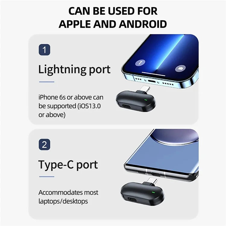 TASX M8 Wireless Lavalier Microphone – Type-C, Noise Canceling, 1 Receiver