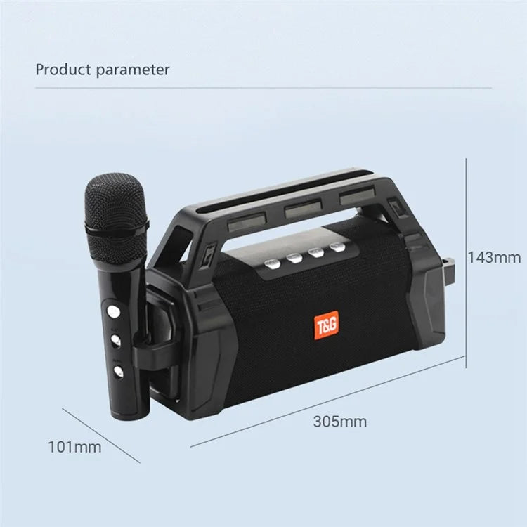 T&G TG538 Portable Bluetooth Speaker with Karaoke Microphone and Stereo Subwoofer