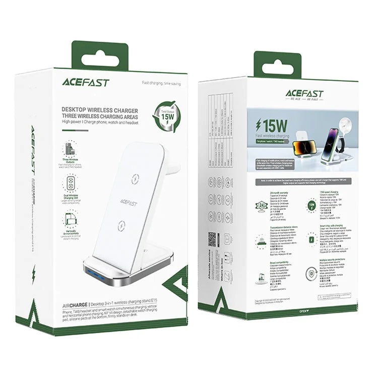 ACEFAST E15 3-in-1 Desktop 15W Wireless Charger Station
