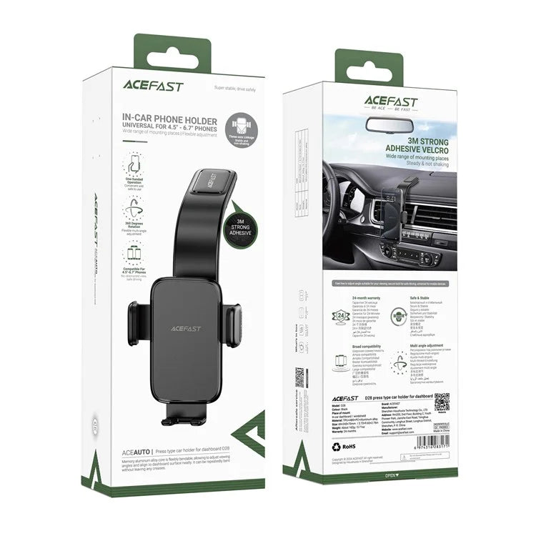 ACEFAST D28 Car Phone Stand – Center Console Holder with Press-Type Hook Fastener