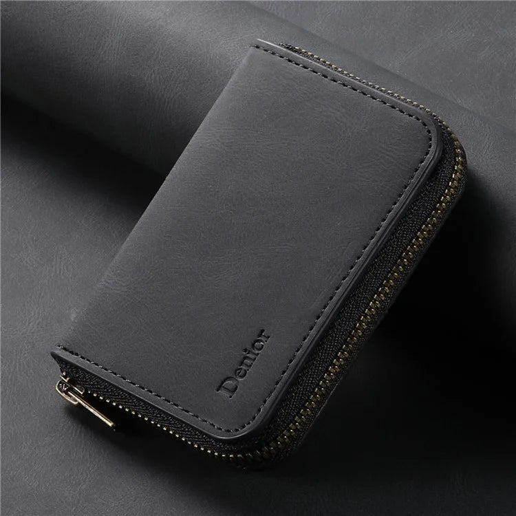 DENIOR V17 Zipper Card Case – MagSafe-Compatible Leather Phone Card Holder & Stand