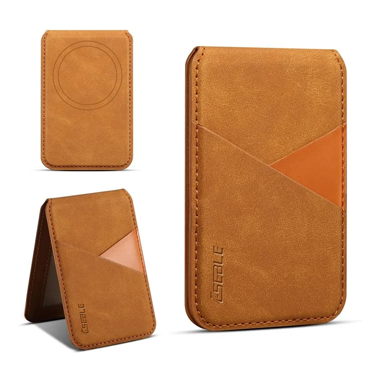 ESEBLE MagSafe-Compatible RFID Blocking Card Holder – Leather Phone Wallet with Kickstand