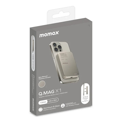 MOMAX Ultra Thin Metal Magsafe Wireless PowerBank (10000mAh)