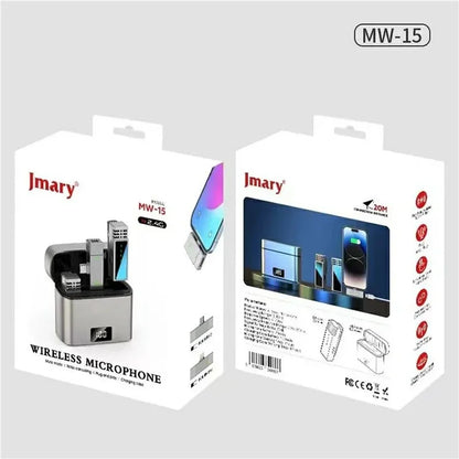 JMARY MW-15 2.4G Wireless Lavalier Microphone – Dual Transmitters & Type-C Receiver