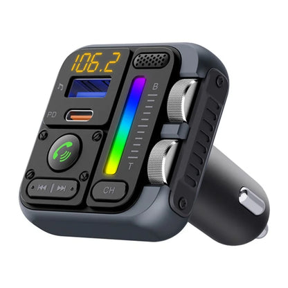 TASX MT04 Car Bluetooth Adapter FM Transmitter HiFi MP3 Player with Type-C + USB Car Charger