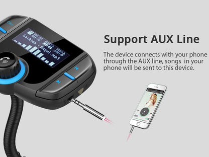 TASX BT70 1.65 LCD Display Dual USB QC3.0 Car Charger FM Transmitter Bluetooth Hands-Free MP3 Player