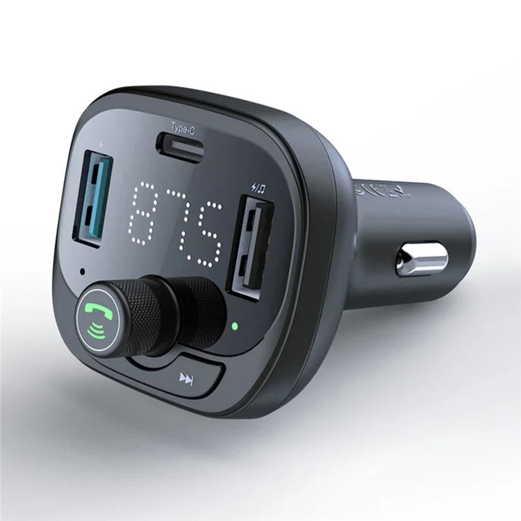 LOHEE S-21 Bluetooth Car Charger Adapter FM Transmitter with QC3.0 USB Fast Charging, TF CardU-disk, and BT Music Player