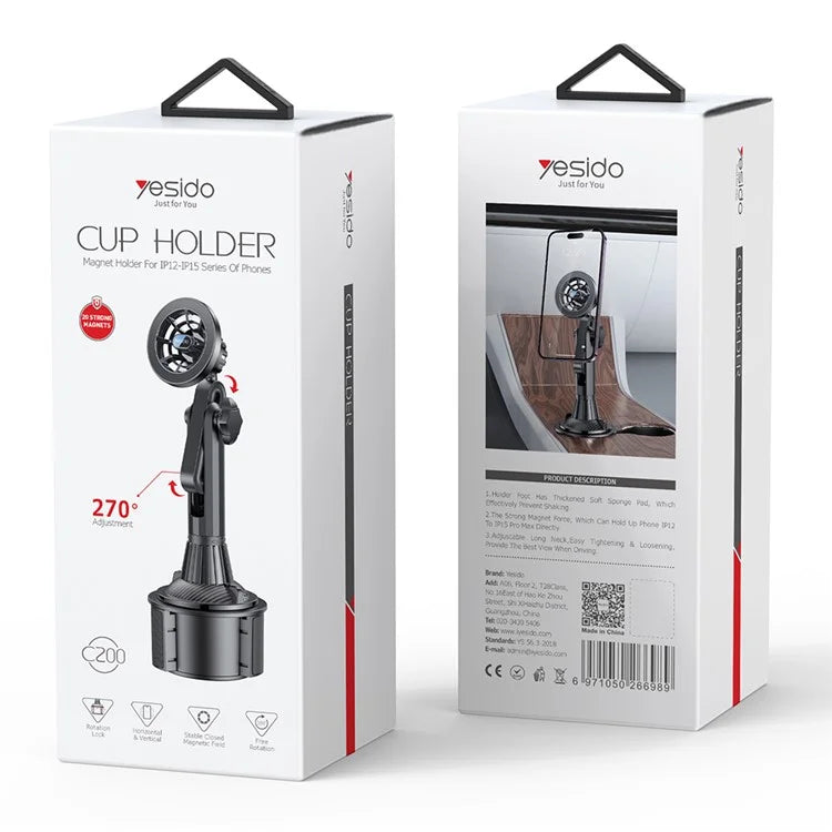 YESIDO C200 Car Cup Holder Mount Phone Bracket Compatible with MagSafe