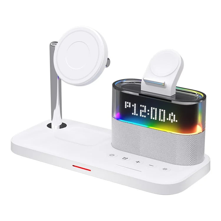 TASX C09 Magnetic Wireless Charging Station for with Alarm Clock Night Light