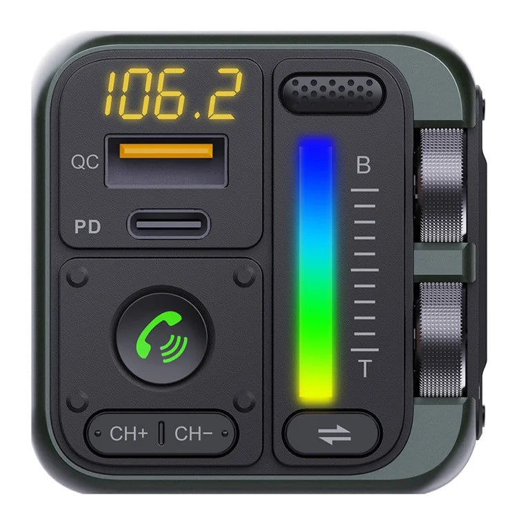 TASX MT04 Car Bluetooth Adapter FM Transmitter HiFi MP3 Player with Type-C + USB Car Charger