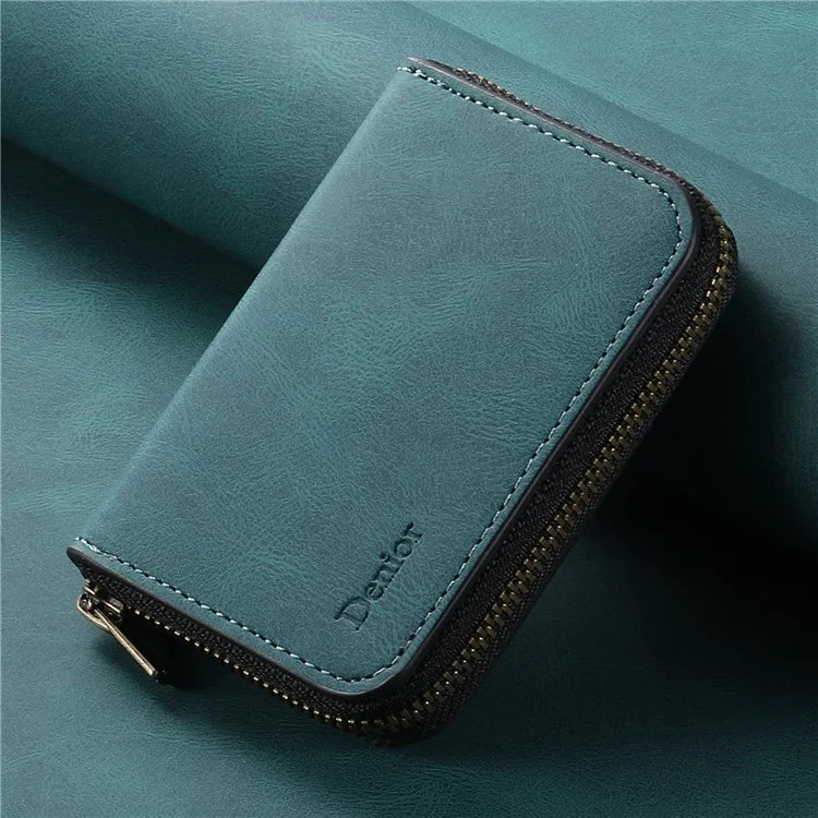 DENIOR V17 Zipper Card Case – MagSafe-Compatible Leather Phone Card Holder & Stand