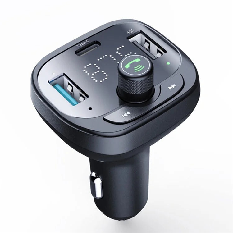LOHEE S-21 Bluetooth Car Charger Adapter FM Transmitter with QC3.0 USB Fast Charging, TF CardU-disk, and BT Music Player