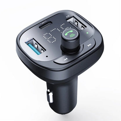 LOHEE S-21 Bluetooth Car Charger Adapter FM Transmitter with QC3.0 USB Fast Charging, TF CardU-disk, and BT Music Player