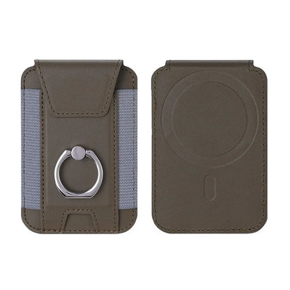 TASX MagSafe Card Holder – PU Leather Sleeve with Ring Grip & Kickstand
