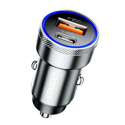 ESSAGER 54W USB + Type-C Fast Car Charger (ABS + Aluminum Alloy)