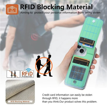 TASX KB-62 RFID Blocking Phone Wallet – Leather Card Bag with Wristband, Kickstand & Zipper