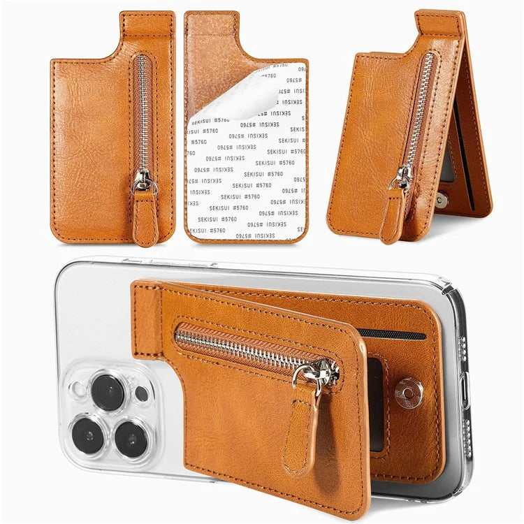 TASX KB-29 Retro Leather  Card Holder – Multifunctional Wallet with Kickstand & Zipper