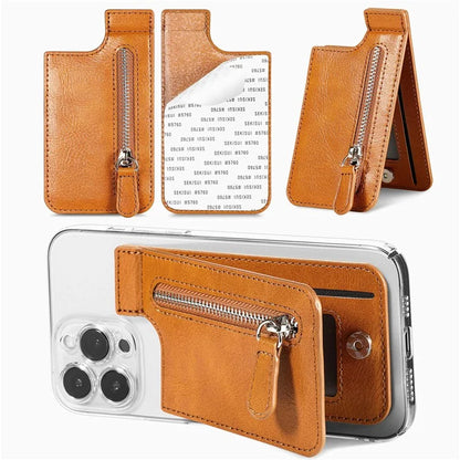 TASX KB-29 Retro Leather  Card Holder – Multifunctional Wallet with Kickstand & Zipper