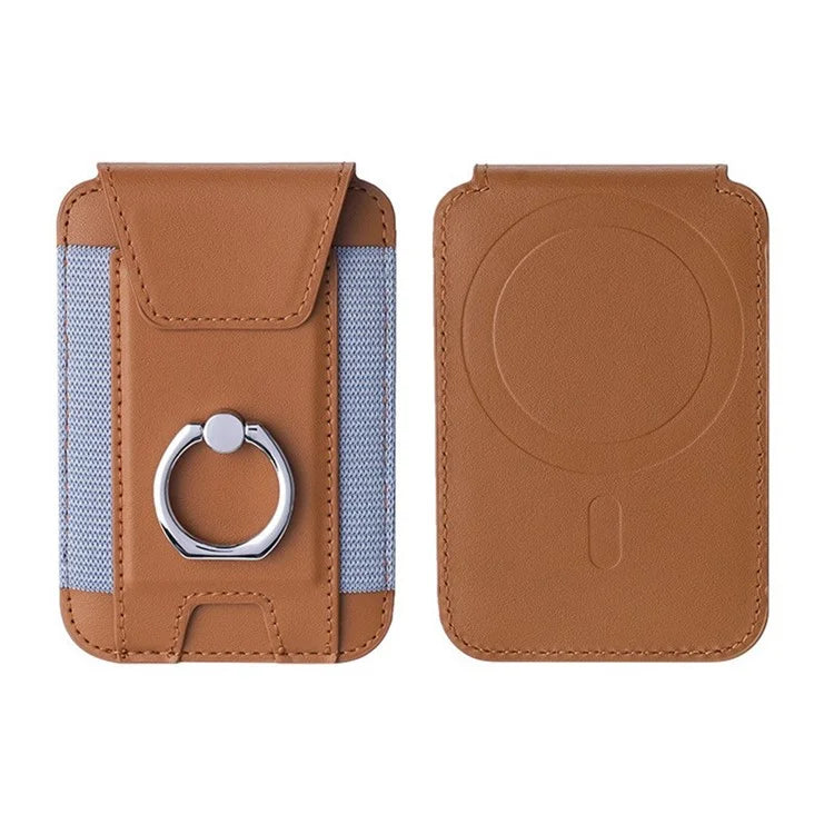 TASX MagSafe Card Holder – PU Leather Sleeve with Ring Grip & Kickstand