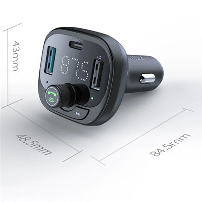 LOHEE S-21 Bluetooth Car Charger Adapter FM Transmitter with QC3.0 USB Fast Charging, TF CardU-disk, and BT Music Player